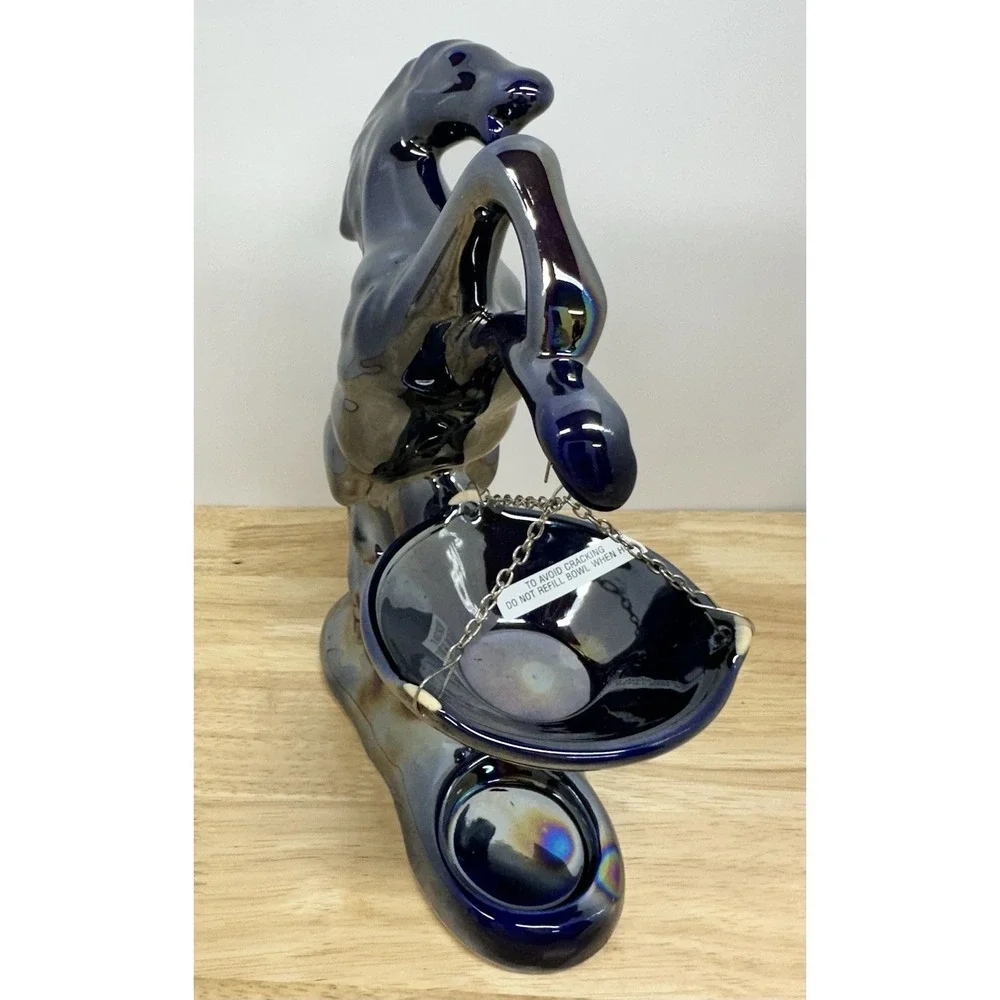 Ceramic Horse Metallic Iridescent Cobalt Blue Made in Poland Candle Oil Warmer